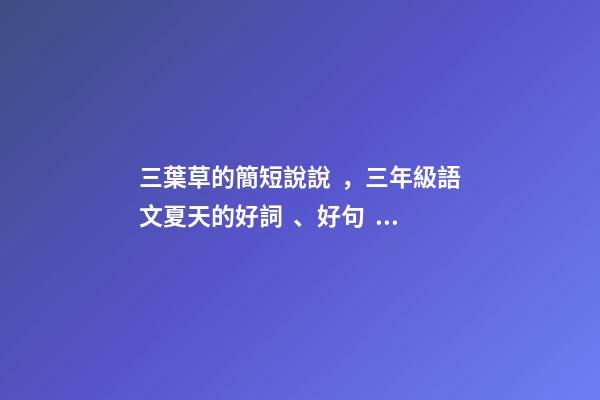 三葉草的簡短說說，三年級語文夏天的好詞、好句、好段、好詩-第1張-觀點-玄機派